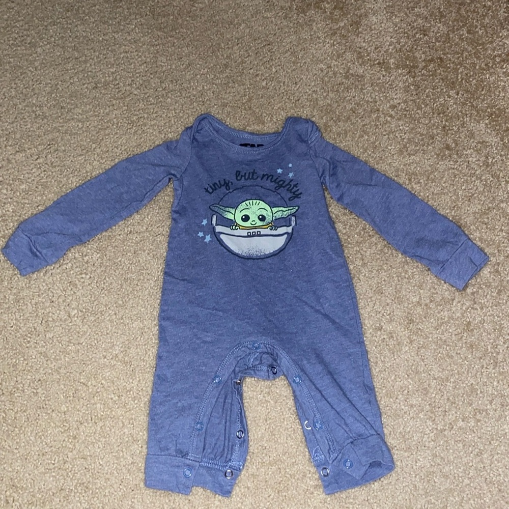 one piece baby yoda button down onesie for baby boy